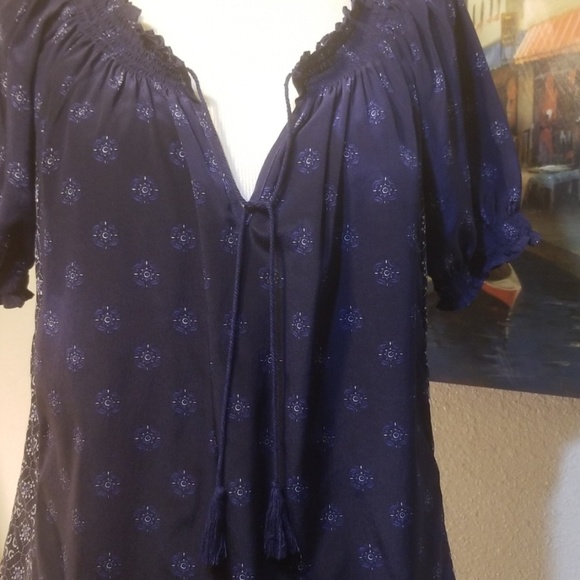 Joie Peasant V-Cut neckline blouse with tassels. - Picture 5 of 8